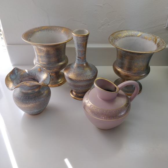 SET Of Vintage Stangl Pottery Hand Painted Vases/planters/urns - Picture 6 of 6